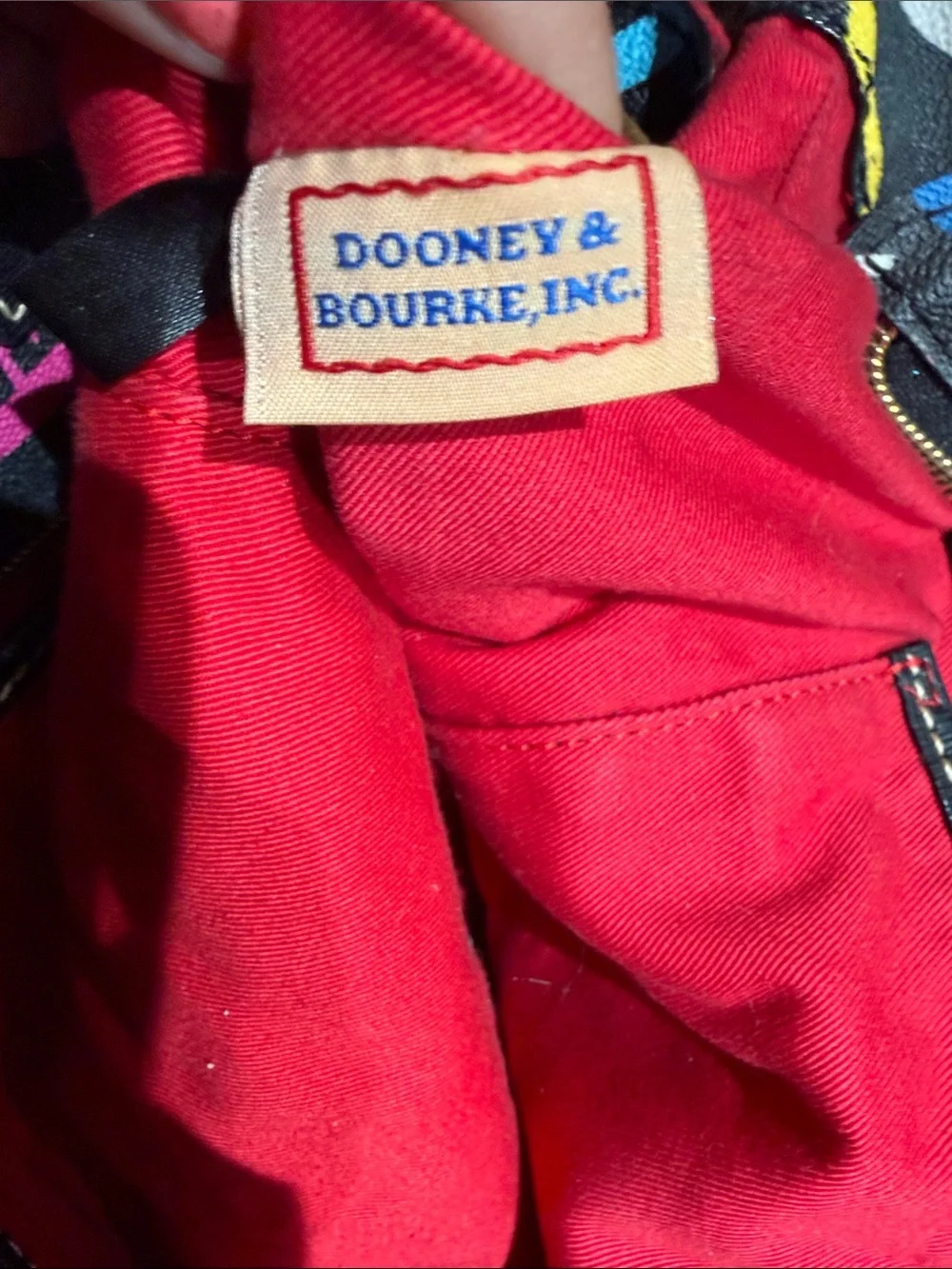 Dooney & Bourke Black Multicolor Logo Print Tote